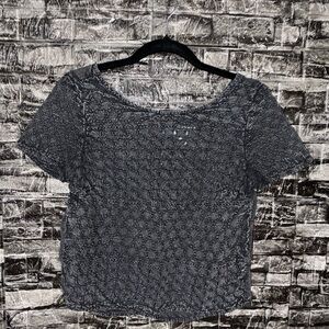 American Eagle Elegant Gray Eyelet Top
